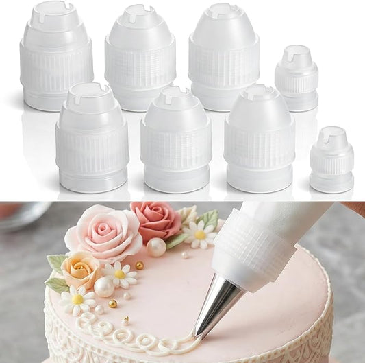 8 Pcs Couplers for Piping Bags, 4 Sizes Piping Bag Couplers for Cake Decorating, Pastry Bag Coupler for Bags, Icing Nozzles