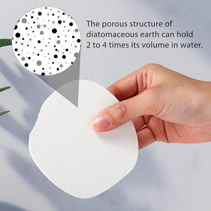 Diatomaceous Earth Coasters Set of 8，Cool Absorbent Quick-Dry Drink Coasters for Desks, Cute Modern Stone Design with Stylish White Aesthetic (8, White)