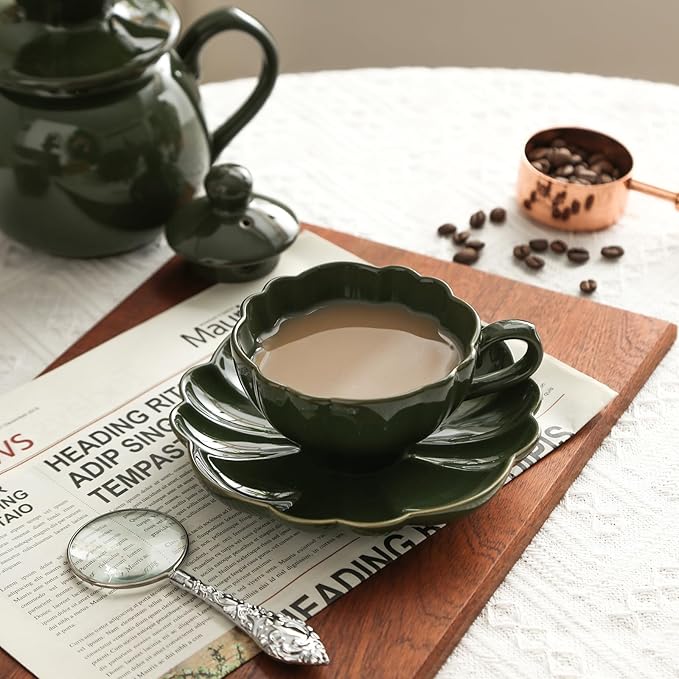 London Pottery V60 Coffee Dripper, Exquisite Porcelain Ceramic Manual Coffee Filter, Suitable for Pour Over Coffee in Office, Outdoor and Home Use (Green)