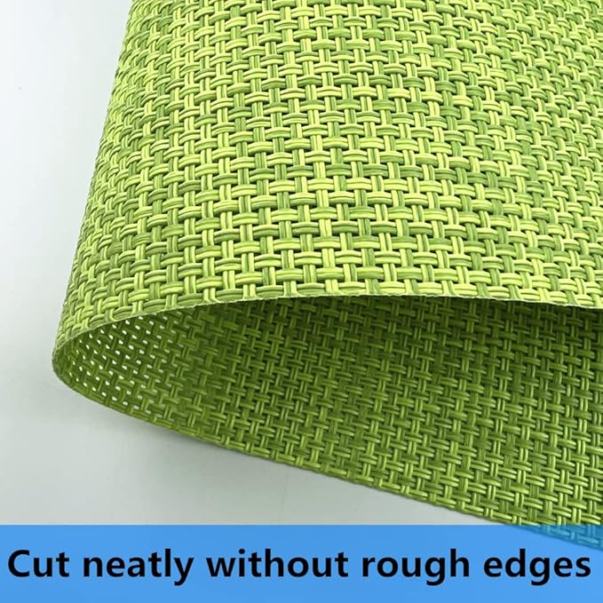 WAZAIGUR Placemats,Easy to Clean Crisscross Woven Vinyl Place Mats Durable Non-Slip Heat Resistant Table Mats,Placemats for Kitchen Table (Green, 6)