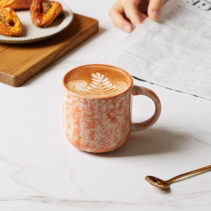 MONITO 12 OZ Coffee Mugs Set of 6, Modern Coffee Mugs Set with handle for Tea/Latte/Cappuccino/Milk/Cocoa.