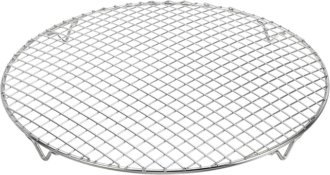 uxcell Round Cooking Rack 12 Inch Dia Stainless Steel Wire Cooling Steamer Rack for Baking Canning Cooking Roasting Cooling Grilling Drying, Silver