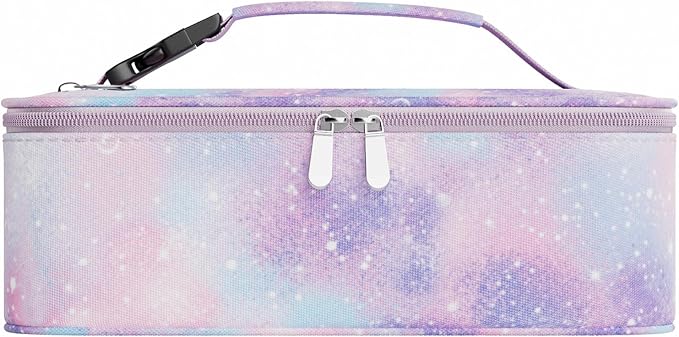Small Lunch Box Insulated Lunch Bag for Women Men, Bento Kids Lunch Box, Compact Portable Thermal Meal Cooler Bags with Buckle Handle for Work & School, Pink Astral 5L