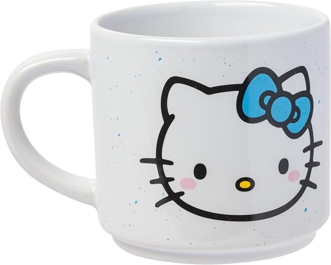 Silver Buffalo Sanrio Hello Kitty Faces and Hearts 4pc Ceramic Mug Stack Set, 10 Ounces