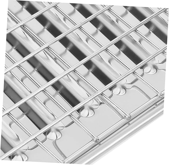 ABOOFAN 1Set Stainless Steel Baking Tray with Wire Rack Food Grade Non Stick Oven Pan Cooling Rack for Home Baking Camping and Restaurants Easy Clean