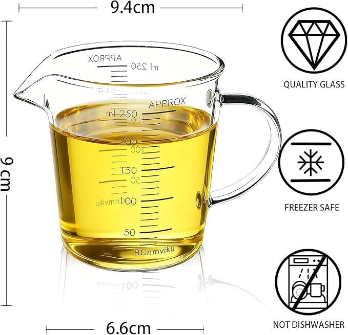 250ml/1 Cup Measuring Cup,High Borosilicate Glass Measuring Cups Liquid for Kitchen,Restaurant (250ml)
