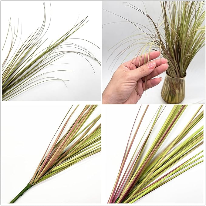 CATTREE Fake Wheat Grass Shrubs Artificial Plants, Faux Greenery Plastic Leaves Bushes for Indoor Farmhouse Garden Wedding Party DIY Decorations Office UV Resistant Planter Filler - Purple 8 Bundles