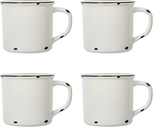 Luciano Housewares Beautiful Distressed Coffee, 15.2 oz, Set of 4 Enamel Mug Set, White (65920-WHDF-4)