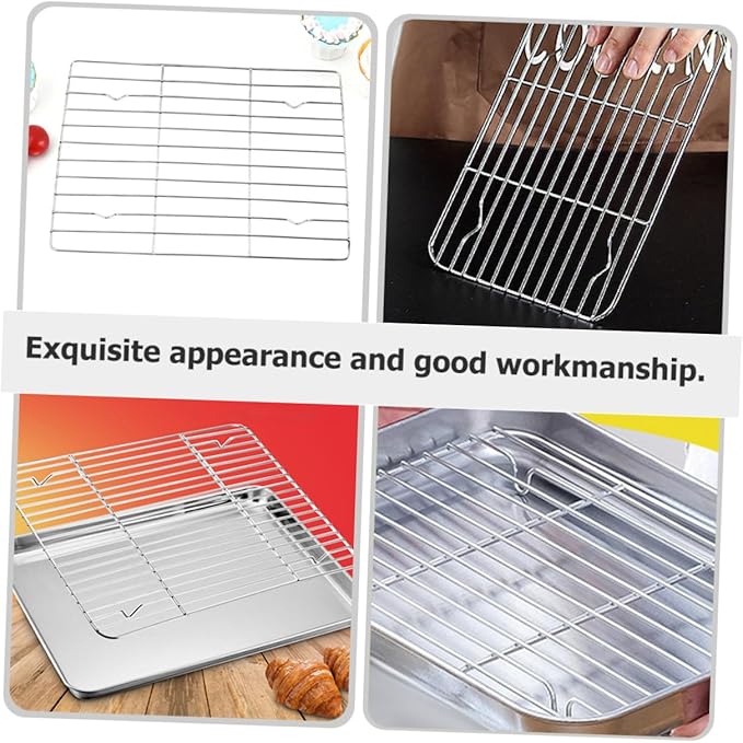 SOLUSTRE Stainless Steel Metal Cooling Rack Baking Rack for Oven for Cookies Bacon Cakes Heavy Duty 23x17cm
