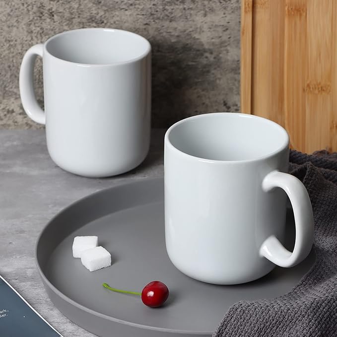 20 OZ Large Coffee Mug, M016 Plain Ceramic Boss Big Tea Cup with Handle for Dad Men, Set of 2, White