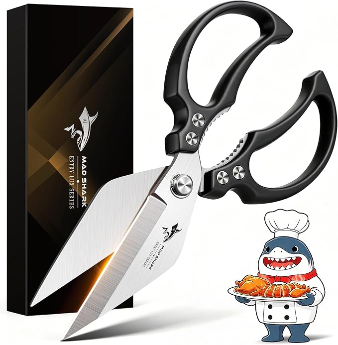 MAD SHARK Heavy Duty Kitchen Shears, Dishwasher Safe All Purpose Kitchen Scissors, Premium Sharp Poultry Shears for Turkey, Meat, Seafood, Vegetables, Stainless Steel Blades