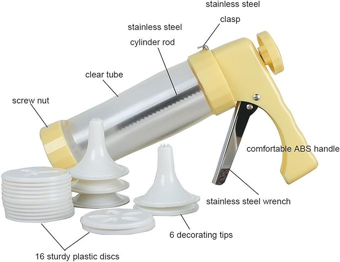 FantasyDay Biscuit Making and Icing Set Cookie Biscuit Press and Cake Icing Decorating Set with Icing Gun Cookie Press Cutter Kit with Discs and Nozzles For Beginner and Professional Use #2