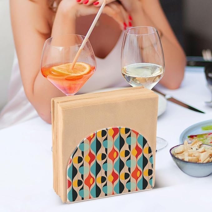 Fustylead Abstract Mid-Century Modern Style Napkin Holder for Table Acrylic Vertical Napkin Holders for Paper Napkins Decorative Napkin Dispenser for Home Party Dining Cocktail Kitchen Accessories