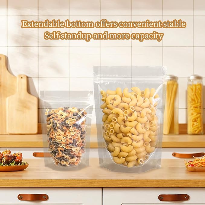 30Pcs14"X20" Clear Stand Up Zipper Seal Bags,Reuseable Ziplock Plastic Pouch for Food Storage, Transparent Sealing Food Pouches Snack Packing,Cookie,Snack,Spices,Pet Food and Drinking