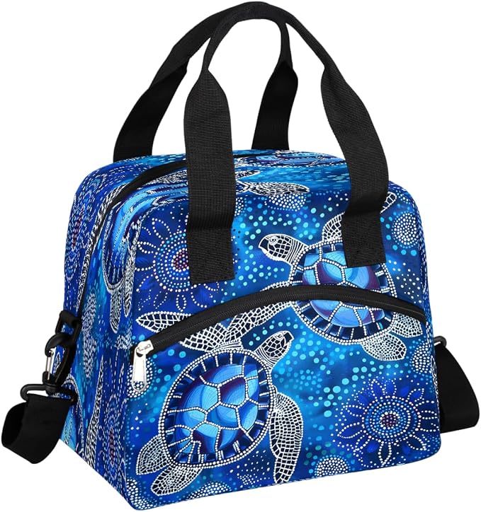 Pardick Galaxy Blue Turtle Insulated Lunch Bag for Women Girl Reusable Lunch Tote Box With Shoulder Strap Lightweight Thermal Cooler Meal Prep Bag for Work School Office Picnic