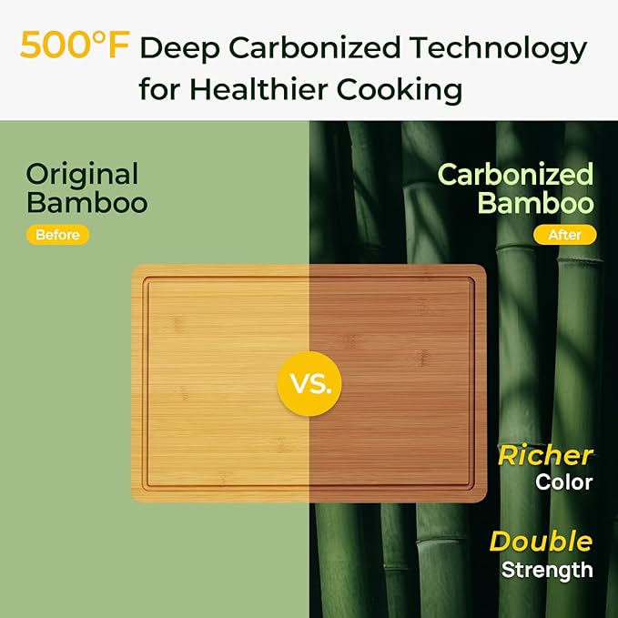 Keechee Extra Large Bamboo Cutting Board for Kitchen - 18 Inch Wood XL Cutting Boards with Juice Groove and Handles, Wooden Chopping Board for Meat, Cheese, Fruit & Vegetables (Pre Oiled, Brown)