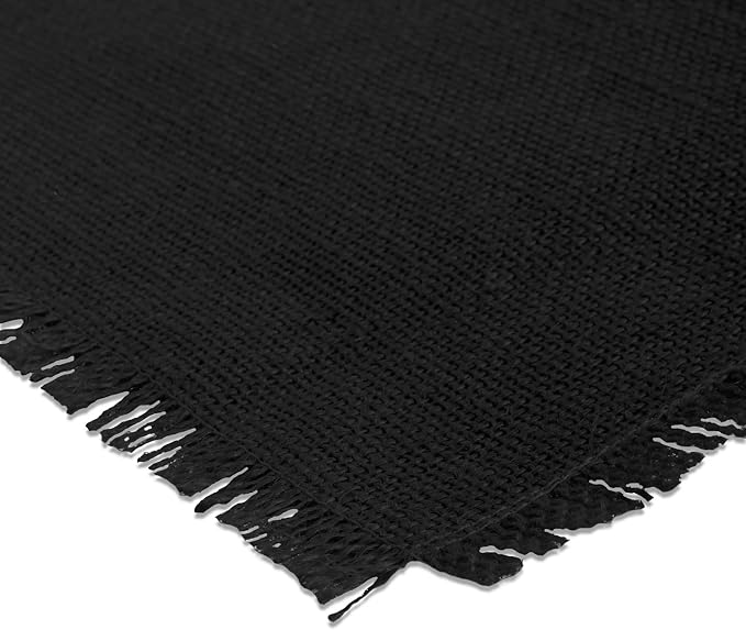 DII Jute Burlap Collection Kitchen Tabletop, Table Runner, 15x74, Solid Black