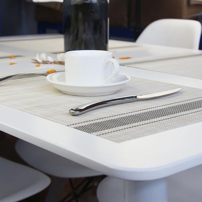 Placemats for Dinner Table Mats Table Placemats Washable Heat-resistand PVC Hard Placemats Set of 4（Gray）