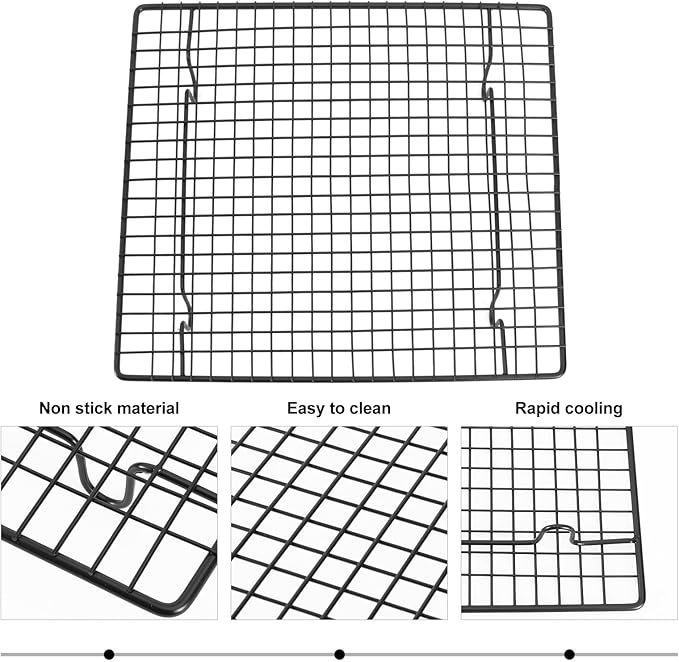 Ipetboom Stainless Steel Cooling Rack and Pastry Rack 2pcs, Nonstick Cake Cooler Grid Tray for Muffins, Cookies, Bread Baking and Cooling, Oven-safe Kitchen Tool for Home Bakers