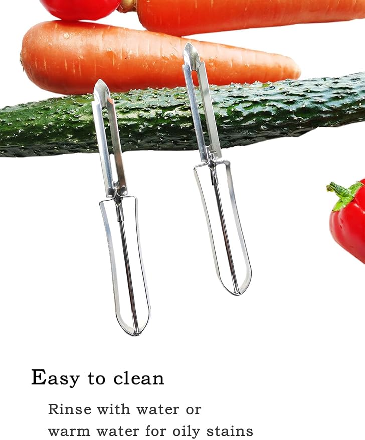 Stainless Steel Vegetable & Fruit Peeler Sharp Blade for Peeling (Potatoes, Apples, Carrots), Ergonomic Non-Slip Handle, Dishwasher Safe Kitchen Tool 2pcs