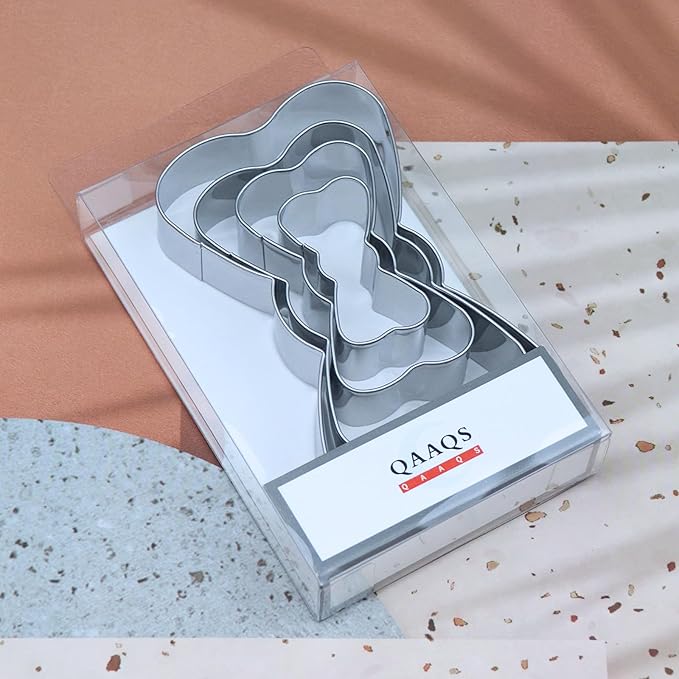 Bow Tie Cookie Cutter Set - 5 inch, 4 inch, 3 inch, 2 inch - 4 Piece Little Man Father's Day Cookie Cutters Shapes Molds - Stainless Steel