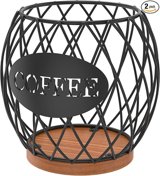 Coffee Pod Holder Organizer, 35Pcs Large Capacity Cup Storage Basket, Coffee Pod Basket for Kitchen Office Desktop, Espresso Pods Storage for Kitchen Counter, Rust Resistant(Black)