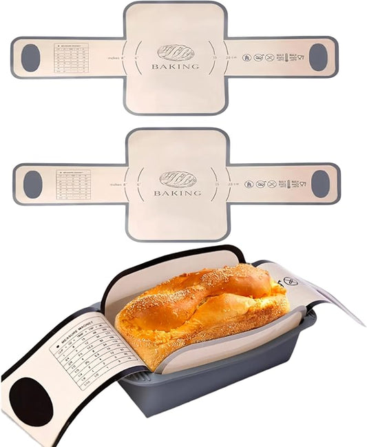 2 PCS Silicone Bread Sling for baking bread 9x5, loaf pan liners,Reusable Silicone Baking Mat with Long Handles, Non Stick, Easy to Transfer bread from loaf pan(Gray)
