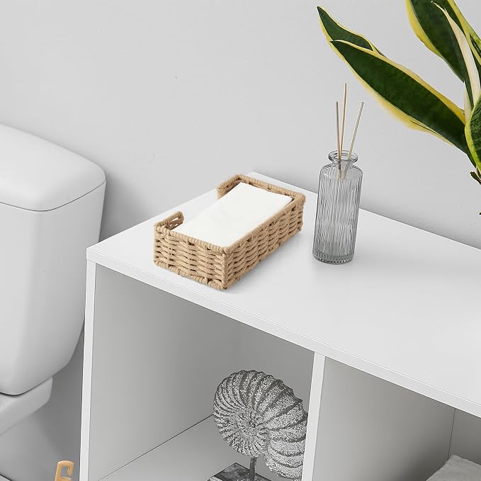 Napkin Holder for Bathroom, Woven Wicker Cotton Rope Guest Towel Holder Tray, Disposable Paper Hand Towel Holder for Bathroom Accessories, Dinner Napkin Holder for Kitchen Table Party