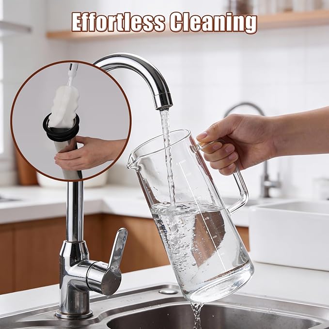 Cold Brew Coffee Maker 1.4L/48oz with Handle, Extended Stainless Steel Filter for Deep Extraction, Iced Tea Pitcher with Non-Slip Base Includes Cleaning Brush & Long Stirring Spoon
