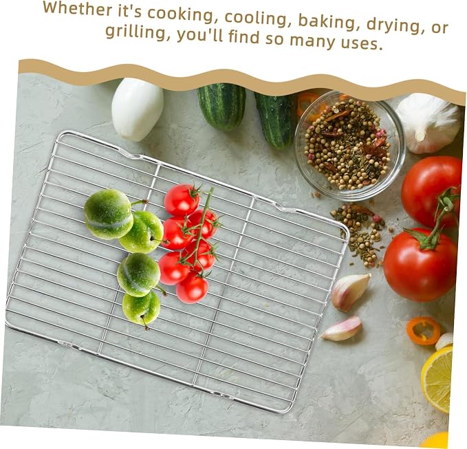 Healifty Stainless Steel Cookie Cooling Rack Non-Slip Baking Rack for Bread and Baked Goods Oven Safe ¾ Height for Home Baking and Cooking