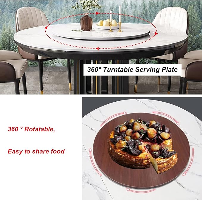 50-100cm Rotating Serving Plate Round Wooden Turntable - For Hotel Banquet Home Kitchen Dining Room Table Top Turntable, 360° Smooth Rotational, Easy To Share All Food (Color : Red-brown, Size : Ø50