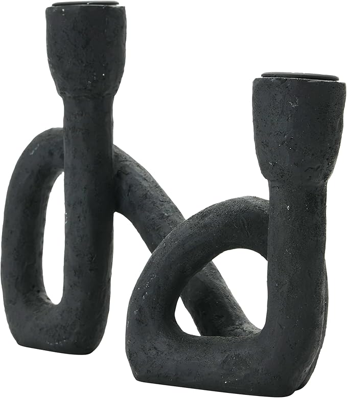 Bloomingville Decorative Resin Double Taper Candle Holder, Black