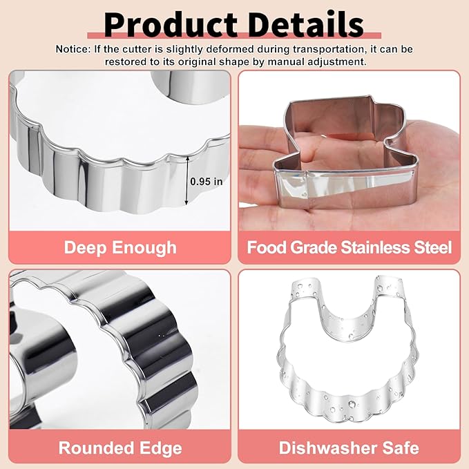 JarThenaAMCS 7Pcs Coffee Baby Shower Cookie Cutters Set Onesie, Bottle, Bib, Rattle Biscuit Cutter A Baby is Brewing Stainless Steel Cookie Cutters Molds for Gender Reveal Birthday Party Decorations