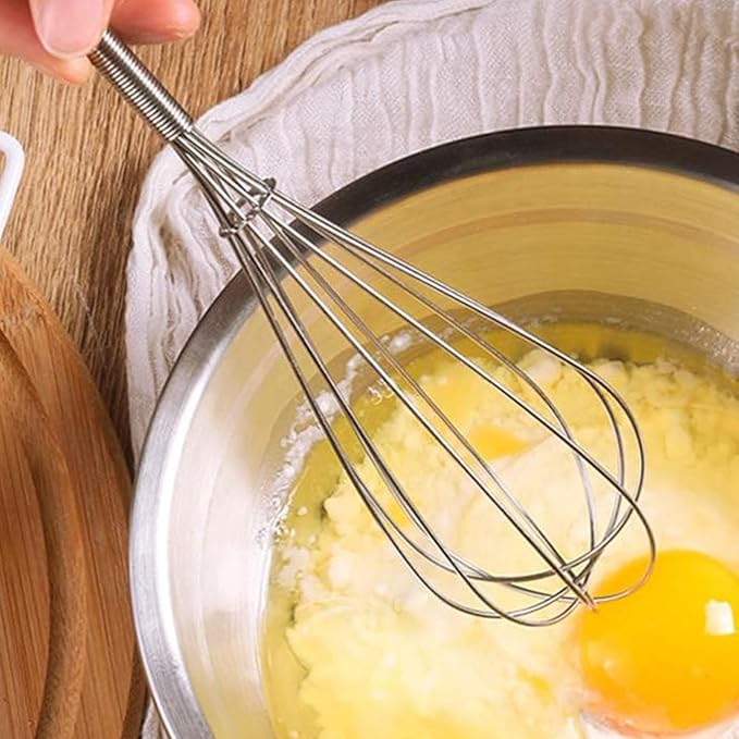 Digead Mini Wire Whisk, 3 Pack - 8, 10 & 12 Inch Small Whisk for Cooking - Ergonomic Spiral Handle, 304 Stainless Steel - Lightweight Mixing Tool for Whisking, Beating & Mixing Sauces - Silver