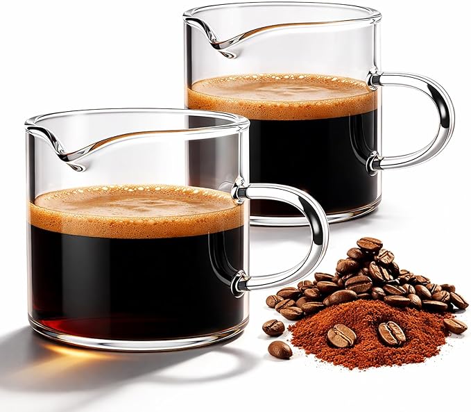 Gulex Espresso Cups, Shot Glass Coffee Espresso Cups with Pour Spout, 4 oz, Clear, Set of 2 (Set of 2)