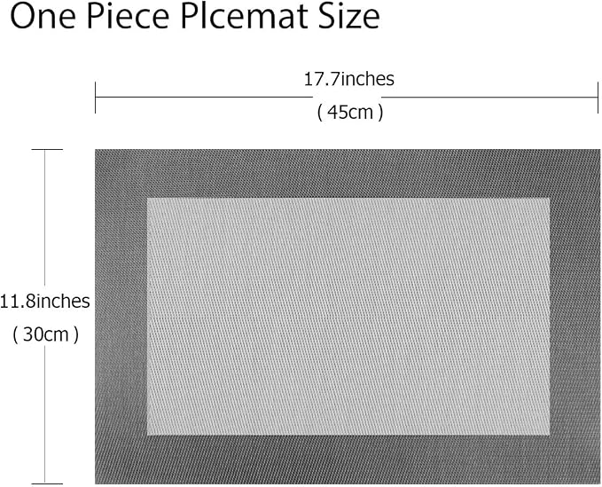 PIGCHCY Placemats Vinyl Washable Table Mats Elegant Non-Slip Placemats for Dinner Table Set of 4 (Silver)