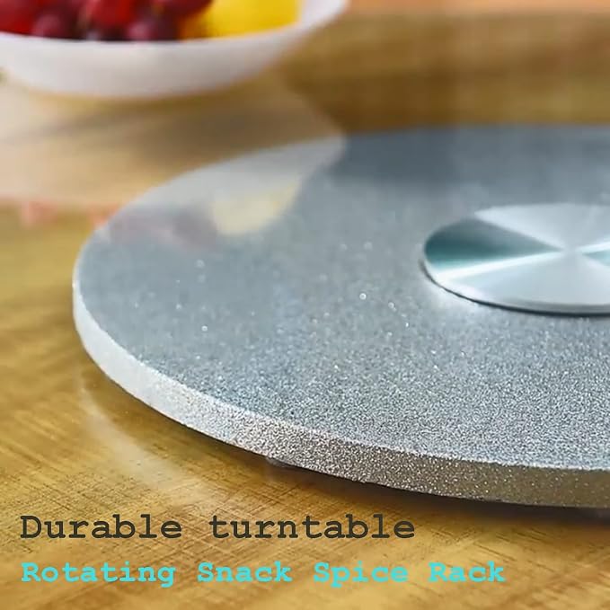 JJPSQHRV Lazy Susan Turntable Tempered Glass Round Clear Serving Plate Rotating Stand Kitchen Dining Table Tray Tabletop Organizer Spices storage holder 300KG Bearing for Banquets Party Family Dinners