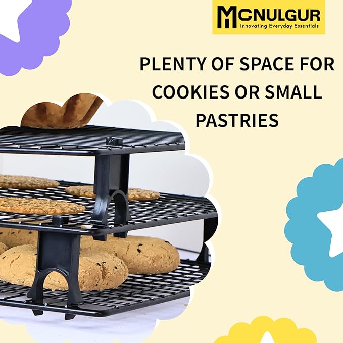 Wire Rack Stacker, Pack of 4 - Organize Your Baking with Space-Saving Ease (Black, Small)