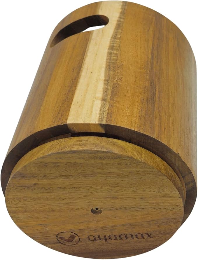 Acacia Wooden Utensil Holder | Kitchen Utensils Holder & Organizer for Countertop | Rustic Farmhouse Style Utensil Pot (Small 11×14.5cm)