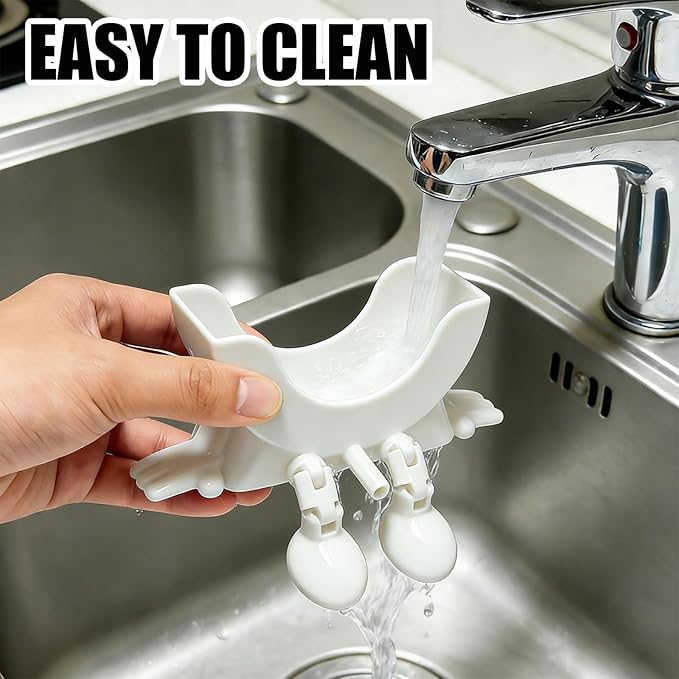Cute Hanging Sponge Holder with Drainage,3D Printed Kitchen Funny Sponge Stand for Sink,with non-slip pads,Suitable for Scrub Daddy Holder,Keeps Your Sponge Dry Smiling (White)