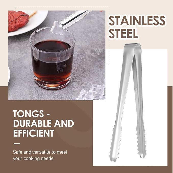 2 Pack Small Metal Tongs, Kitchen Tongs 6 Inch Stainless Steel Restaurant Grade Serving Tong for Buffet, Salad, Ice, Cooking Utensils, Appetizer