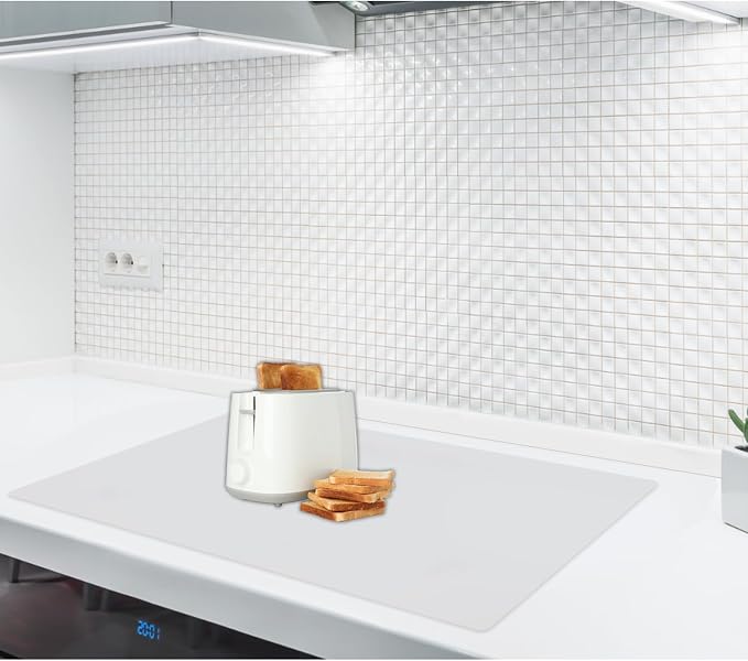 2MM Thick Silicone Countertop Mat, 23.6"x 23.6" Silicone Mats for Kitchen Counter, Nonslip Heat Resistant Mat, Large Kitchen Counter Mats, Waterproof Countertop Protector, Semitransparent