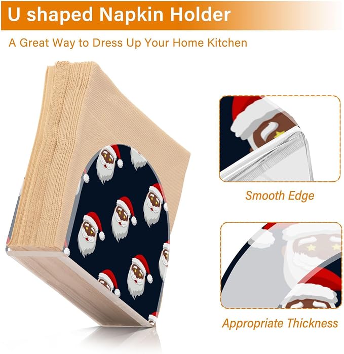 Black Santa Claus Napkin Holder for Tables –Napkin Holders for Kitchen, Table Napkin Holders, Cocktail Napkin Holder,Paper Napkins Holder