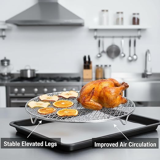 Cooling Rack 12in Round Stainless Steel Steam Rack with Legs Multi Use Oven Safe Grill Air Fryer Canning Baking Roasting for Cooking Kitchen Accessories