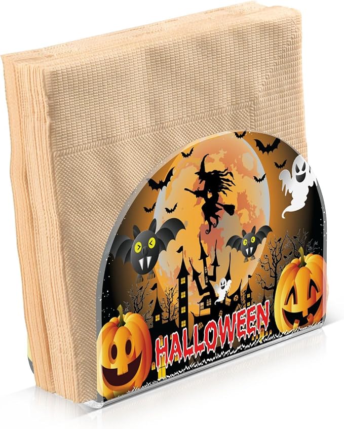 Halloween Witch Napkin Holder for Tables,Elegant Acrylic Plate Paper Napkin Holders,Modern Freestanding Tissue Paper Dispenser for Dining, Living Room,Party