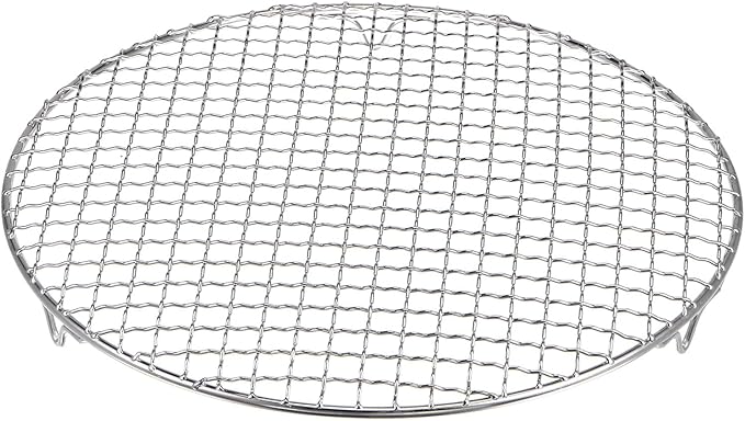 HARFINGTON Round Cooking Rack 12-inch 201 Stainless Steel Cross Wire Barbecue Grill Net with 20mm Legs for Cooking Baking Steaming BBQ
