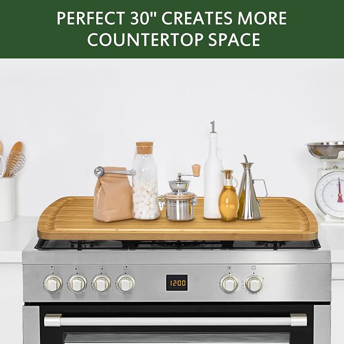 30x20 Stove Top Cover, Bamboo Wood Noodle Board Stove Cover for Gas Stove, Extra Large Cutting Board for Kitchen, Stove Top Cutting Board