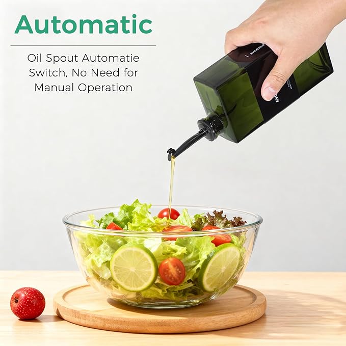 WISIMMALL Olive Oil Dispenser Bottle For Kitchen, 17OZ UV-Blocking Oil And Vinegar Dispenser Set Of 4, Soy Sauce Cooking Oil Dispenser with 4 Stainless Steel Pourers & 44 Labels
