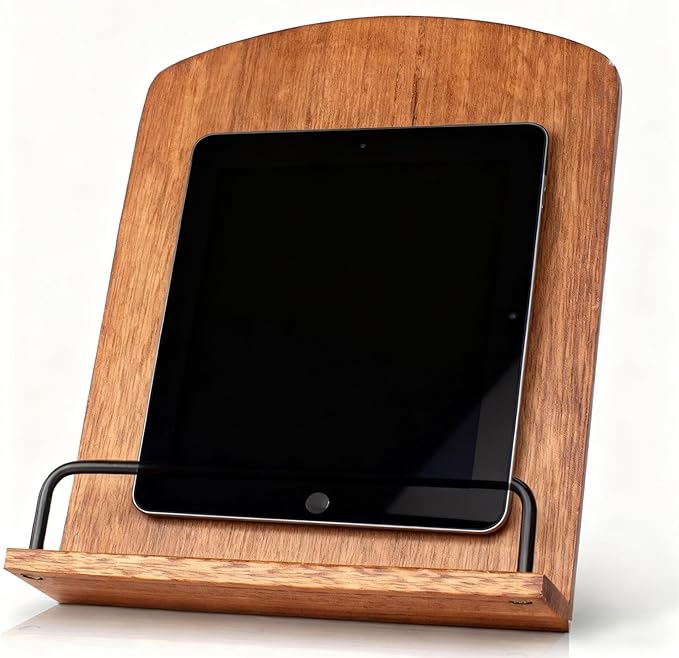Cookbook Holder and Stand - Sturdy Countertop Design Effortlessly Holds cookbooks Crafted from Solid Wood for Durability and Style, This Versatile Kitchen Accessory Keeps Your Recipes Secure