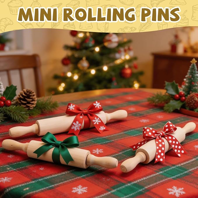12 Pack 8 Inch Mini Wood Rolling Pin,Great for Children Kids Girls and Boys,Small Wooden Rollers for Art and Crafting,Baking,Cookie Dough,Cooking,Clay,Play Doh